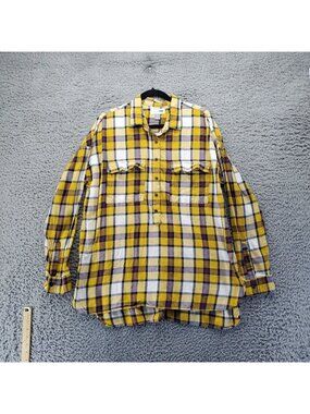 Old Navy Shirt Womens XL Yellow Plaid Boyfriend Long Sleeve Button Front *Read*